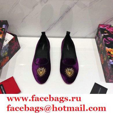 Dolce & Gabbana Velvet Devotion Loafers Slippers Purple 2021